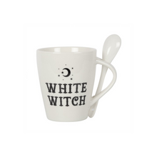 Load image into Gallery viewer, White Witch Mug and Spoon Set