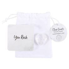 Load image into Gallery viewer, You Rock Clear Quartz Crystal Heart in a Bag
