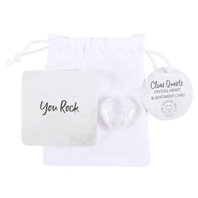 Load image into Gallery viewer, You Rock Clear Quartz Crystal Heart in a Bag
