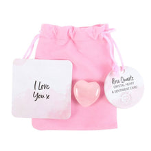 Load image into Gallery viewer, I Love You Rose Quartz Crystal Heart in a Bag
