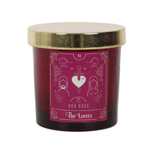 Load image into Gallery viewer, The Lovers Red Rose Tarot Candle