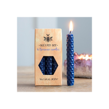 Load image into Gallery viewer, Set of 6 Blue Beeswax Spell Candles