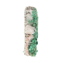 Load image into Gallery viewer, 6in Ritual Wand Smudge Stick with White Sage, Abalone and Quartz