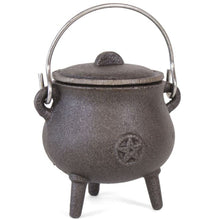Load image into Gallery viewer, 7cm Cast Iron Cauldron With Pentagram

