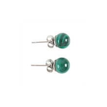 Load image into Gallery viewer, Malachite Semi Precious Crystal Earrings
