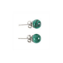 Load image into Gallery viewer, Malachite Semi Precious Crystal Earrings