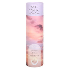 Load image into Gallery viewer, Amethyst Set Your Intention Glass Water Bottle