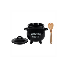 Load image into Gallery viewer, Witches Broth Cauldron Soup Bowl with Broom Spoon