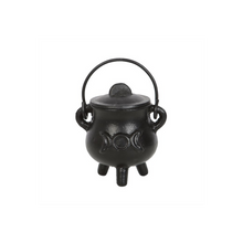 Load image into Gallery viewer, 7.5cm Cast Iron Cauldron with Triple Moon
