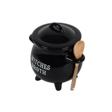 Load image into Gallery viewer, Witches Broth Cauldron Soup Bowl with Broom Spoon