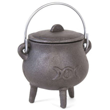 Load image into Gallery viewer, 7cm Cast Iron Cauldron With Triple Moon

