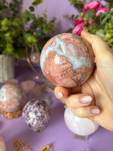 Load image into Gallery viewer, Pink and Blue Chalcedony Sphere
