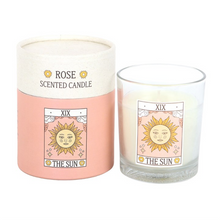 Load image into Gallery viewer, The Sun Vintage Tarot Rose Candle
