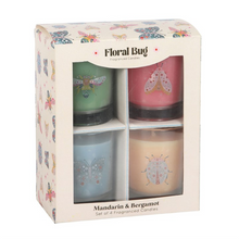 Load image into Gallery viewer, Set of 4 Floral Bug Mandarin &amp; Bergamot Candles

