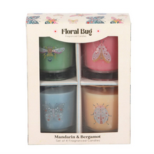 Load image into Gallery viewer, Set of 4 Floral Bug Mandarin &amp; Bergamot Candles
