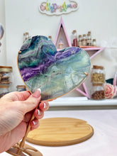 Load image into Gallery viewer, Fluorite Heart on stand - removable
