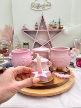 Load image into Gallery viewer, Pink candle holders and incense holders
