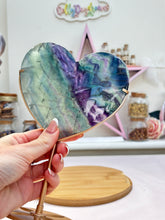 Load image into Gallery viewer, Fluorite Heart on stand - removable
