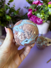 Load image into Gallery viewer, Pink and Blue Chalcedony Sphere
