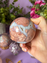 Load image into Gallery viewer, Pink and Blue Chalcedony Sphere

