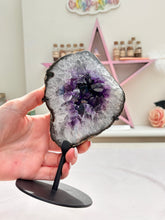 Load image into Gallery viewer, Amethyst - polished on stand ( removable )
