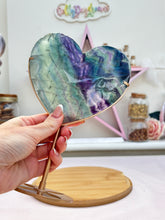 Load image into Gallery viewer, Fluorite Heart on stand - removable
