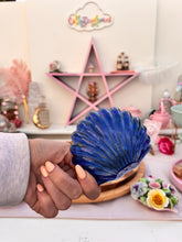 Load image into Gallery viewer, Silver Shell with Blue Glass insert
