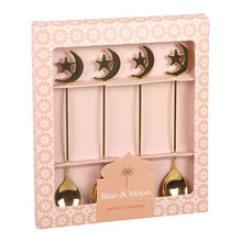 Load image into Gallery viewer, Set of 4 Star and Moon Teaspoons
