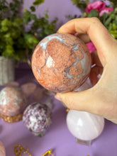 Load image into Gallery viewer, Pink and Blue Chalcedony Sphere
