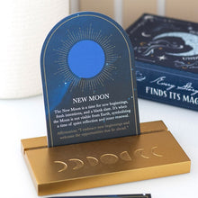 Load image into Gallery viewer, Set of 8 Moon Phase Cards with Wooden Stand
