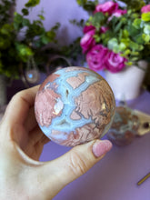 Load image into Gallery viewer, Pink and Blue Chalcedony Sphere

