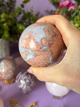 Load image into Gallery viewer, Pink and Blue Chalcedony Sphere
