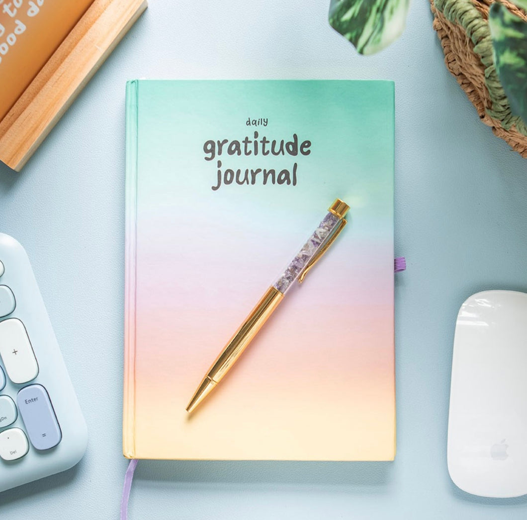 Multicoloured Gratitude Journal with Amethyst Pen
