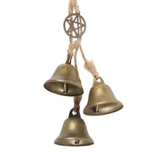 Load image into Gallery viewer, Green Witch Hanging Willow Pentagram with Bells
