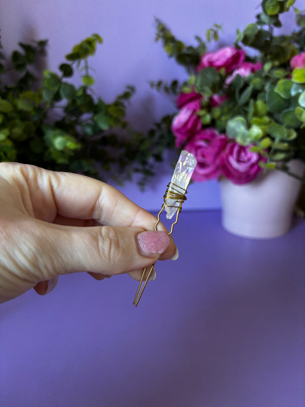 Angel Aura Quartz Hair Pin