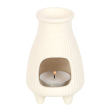 Load image into Gallery viewer, Cream Ribbed Palo Santo Brick Burner
