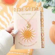 Load image into Gallery viewer, Sun Necklace on Birthday Card
