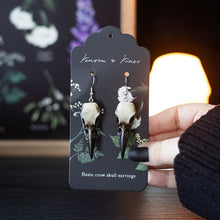 Load image into Gallery viewer, Resin Crow Skull Earrings
