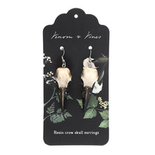 Load image into Gallery viewer, Resin Crow Skull Earrings
