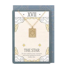 Load image into Gallery viewer, The Star Vintage Tarot Necklace on Greeting Card
