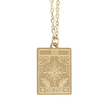 Load image into Gallery viewer, The Star Vintage Tarot Necklace on Greeting Card
