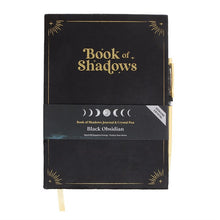 Load image into Gallery viewer, Book of Shadows Journal with Black Obsidian Crystal Pen
