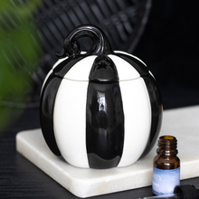 Load image into Gallery viewer, Black and White Striped Pumpkin Oil Burner
