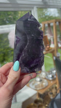 Load and play video in Gallery viewer, Rainbow Fluorite- Polished with natural edge
