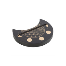 Load image into Gallery viewer, Black Flower of Life Crescent Moon Tarot Card Stand
