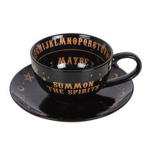 Load image into Gallery viewer, Black Talking Board Teacup and Saucer
