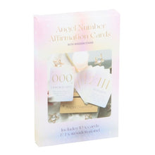 Load image into Gallery viewer, Angel Number Affirmation Cards with Wooden Stand
