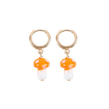 Load image into Gallery viewer, Orange Mushroom Dangle Earrings
