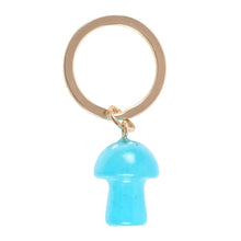 Load image into Gallery viewer, Blue Aura Crystal Mushroom Keyring
