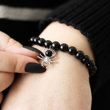 Load image into Gallery viewer, Spider Black Obsidian Beaded Bracelet
